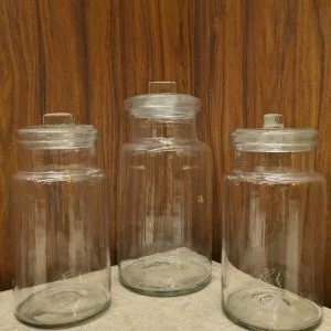 3 Potes de vidro anos 50